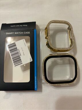 2- Piece Gold & Black Crystal Bumper Cases For Apple Smart Watch Series 3- 49mm